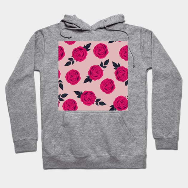 Pink Roses Pattern Hoodie by GraphiscbyNel